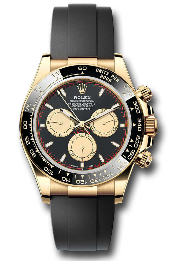 Rolex Yellow Gold Cosmograph Daytona Watch - Black Cerachrom Bezel - Black And Champagne Index Dial - Oysterflex Strap - 126518ln bkchiof