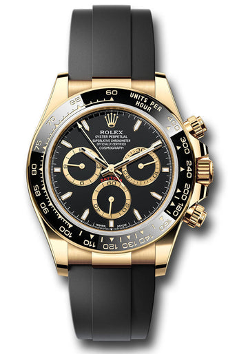 Rolex Yellow Gold Cosmograph Daytona Watch - Black Cerachrom Bezel - Black Index Dial - Oysterflex Strap - 126518ln bkiof