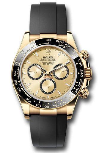Rolex Yellow Gold Cosmograph Daytona Watch - Black Cerachrom Bezel - Golden Index Dial - Oysterflex Strap - 126518ln chiof