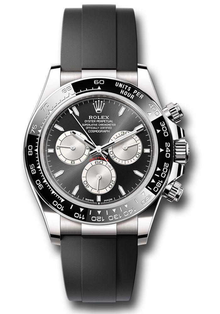 Rolex White Gold Cosmograph Daytona Watch - Black Cerachrom Bezel - Black And Steel Index Dial - Oysterflex Strap - 126519ln bkstiof