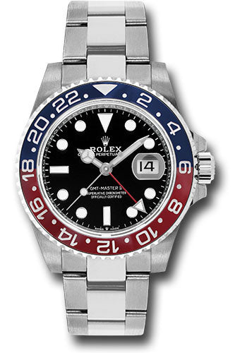 Rolex Rolex Steel GMT-Master II 40 Watch - Blue And Red Pepsi Bezel - Black Dial - Oyster Bracelet - 126710BLRO o