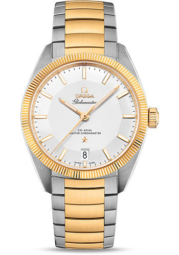 Omega Constellation Globemaster Co-Axial Master Chronometer Watch - 39 mm Steel And Yellow Gold Case - Yellow Gold Fluted Bezel - Silvery Dial - Steel Bracelet - 130.20.39.21.02.001