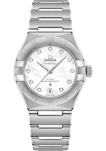 Omega Constellation Manhattan Co-Axial Master Chronometer Watch - 29 mm Steel Case - Mother-Of-Pearl Diamond Dial - 131.10.29.20.55.001