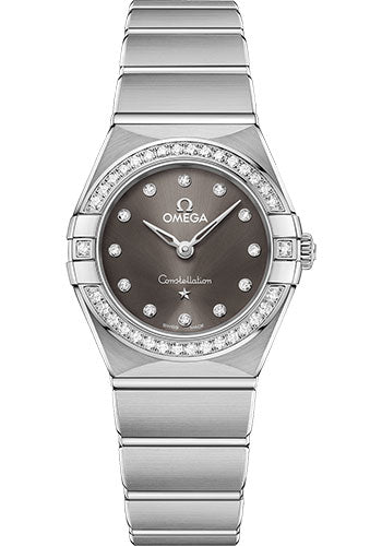 Omega Constellation Manhattan Quartz Watch - 25 mm Steel Case - Diamond-Paved Bezel - Grey Diamond Dial - 131.15.25.60.56.001