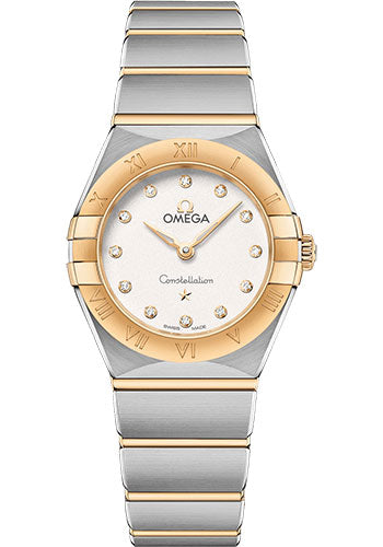Omega Constellation Manhattan Quartz Watch - 25 mm Steel And Yellow Gold Case - Crystal White Silvery Diamond Dial - 131.20.25.60.52.002