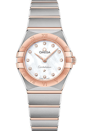 Omega Constellation Manhattan Quartz Watch - 25 mm Steel And Sedna Gold Case - Mother-Of-Pearl Diamond Dial - 131.20.25.60.55.001