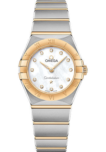 Omega Constellation Manhattan Quartz Watch - 25 mm Steel And Yellow Gold Case - Mother-Of-Pearl Diamond Dial - 131.20.25.60.55.002