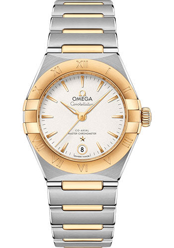 Omega Constellation Manhattan Co-Axial Master Chronometer Watch - 29 mm Steel And Yellow Gold Case - Crystal White Slivery Dial - 131.20.29.20.02.002