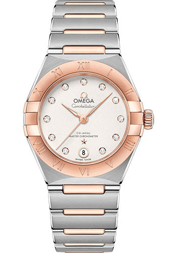 Omega Constellation Manhattan Co-Axial Master Chronometer Watch - 29 mm Steel And Sedna Gold Case - Crystal White Silvery Diamond Dial - 131.20.29.20.52.001