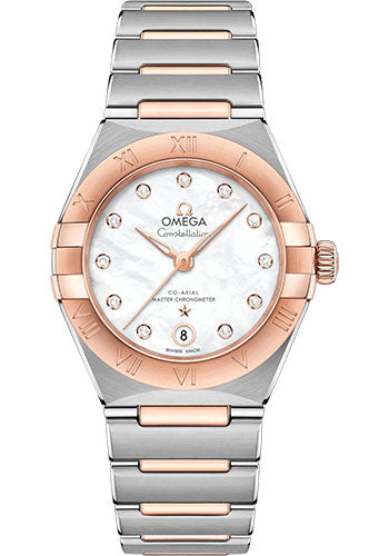 Omega Constellation Manhattan Co-Axial Master Chronometer Watch - 29 mm Steel And Sedna Gold Case - Mother-Of-Pearl Diamond Dial - 131.20.29.20.55.001