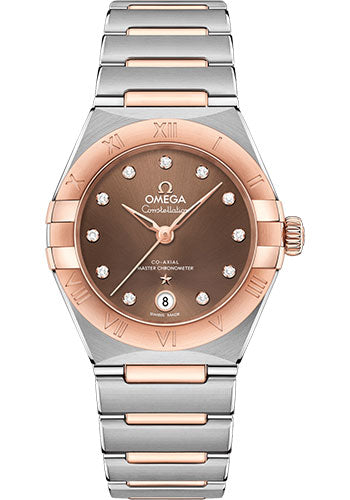 Omega Constellation Manhattan Co-Axial Master Chronometer Watch - 29 mm Steel And Sedna Gold Case - Brown Diamond Dial - 131.20.29.20.63.001