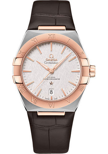 Omega Constellation OMEGA Co-Axial Master Chronometer - 39 mm Steel And Sedna Gold Case - Silvery Dial - Brown Leather Strap - 131.23.39.20.02.001