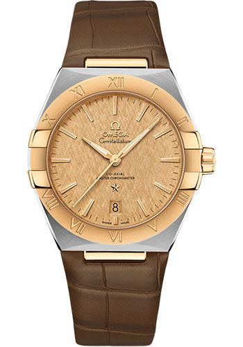 Omega Constellation OMEGA Co-Axial Master Chronometer - 39 mm Steel And Yellow Gold Case - Champagne Dial - Brown Leather Strap - 131.23.39.20.08.001