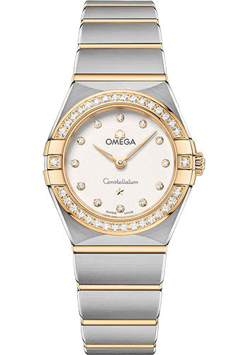 Omega Constellation Manhattan Quartz Watch - 25 mm Steel And Yellow Gold Case - Diamond-Paved Bezel - Crystal White Silvery Diamond Dial - 131.25.25.60.52.002