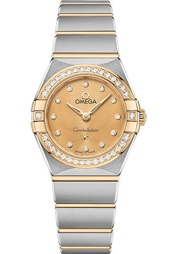 Omega Constellation Manhattan Quartz Watch - 25 mm Steel And Yellow Gold Case - Diamond-Paved Bezel - Champagne Diamond Dial - 131.25.25.60.58.001