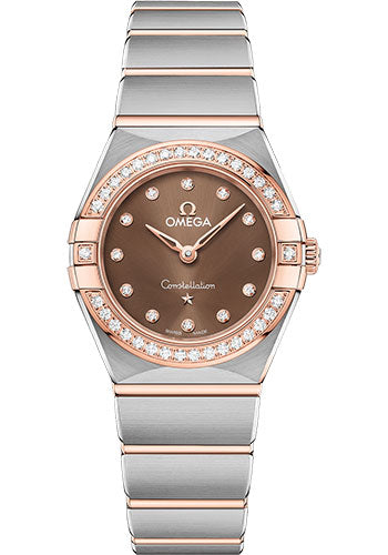 Omega Constellation Manhattan Quartz Watch - 25 mm Steel And Sedna Gold Case - Diamond-Paved Bezel - Brown Diamond Dial - 131.25.25.60.63.001