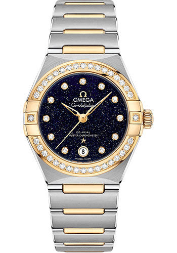 Omega Constellation Omega Co-Axial Master Chronometer - 29 mm Steel And Yellow Gold Case - Diamond Bezel - Blue Glass Diamond Dial - 131.25.29.20.53.001