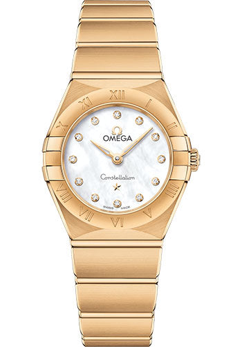 Omega Constellation Manhattan Quartz Watch - 25 mm Yellow Gold Case - Mother-Of-Pearl Diamond Dial - 131.50.25.60.55.002