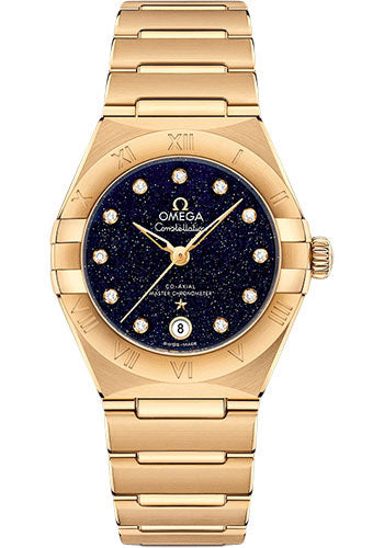 Omega Constellation Omega Co-Axial Master Chronometer - 29 mm Yellow Gold Case - Blue Glass Diamond Dial - 131.50.29.20.53.002