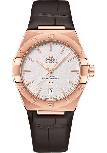 Omega Constellation OMEGA Co-Axial Master Chronometer - 39 mm Sedna Gold Case - Silvery Dial - Brown Leather Strap - 131.53.39.20.02.001