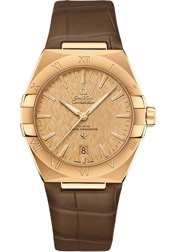 Omega Constellation OMEGA Co-Axial Master Chronometer - 39 mm Yellow Gold Case - Champagne Dial - Brown Leather Strap - 131.53.39.20.08.001