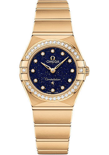 Omega Constellation Quartz - 25 mm Yellow Gold Case - Diamond Bezel - Blue Glass Diamond Dial - 131.55.25.60.53.001