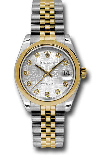 Rolex Steel and Yellow Gold Datejust 31 Watch - Domed Bezel - Silver Jubilee Diamond Dial - Jubilee Bracelet - 178243 sjdj