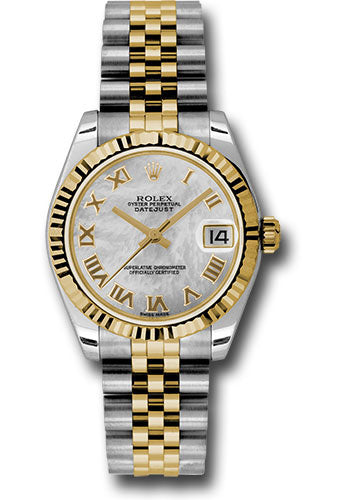Rolex Steel and Yellow Gold Datejust 31 Watch - Fluted Bezel - Mother-Of-Pearl Roman Dial - Jubilee Bracelet - 178273 mrj