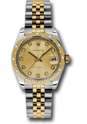 Rolex Steel and Yellow Gold Datejust 31 Watch - 24 Diamond Bezel - Champagne Jubilee Diamond Dial - Jubilee Bracelet - 178343 chjdj