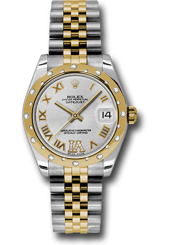 Rolex Steel and Yellow Gold Datejust 31 Watch - 24 Diamond Bezel - Silver Diamond Roman Vi Roman Dial - Jubilee Bracelet - 178343 sdrj
