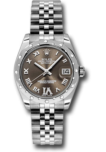 Rolex Steel and White Gold Datejust 31 Watch - 24 Diamond Bezel - Bronze Diamond Roman Vi Roman Dial - Jubilee Bracelet - 178344 brdrj