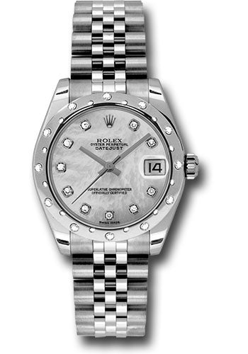 Rolex Steel and White Gold Datejust 31 Watch - 24 Diamond Bezel - Mother-Of-Pearl Diamond Dial - Jubilee Bracelet - 178344 mdj