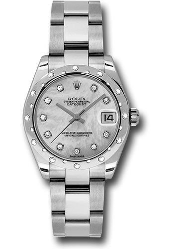Rolex Steel and White Gold Datejust 31 Watch - 24 Diamond Bezel - Mother-Of-Pearl Diamond Dial - Oyster Bracelet - 178344 mdo