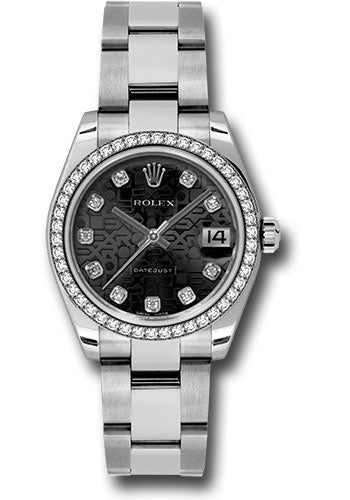 Rolex Steel and White Gold Datejust 31 Watch - 46 Diamond Bezel - Black Jubilee Diamond Dial - Oyster Bracelet - 178384 bkjdo