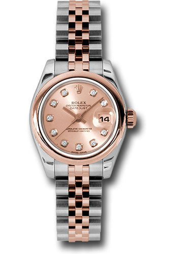 Rolex Steel and Everose Gold Rolesor Lady Datejust 26 Watch - Domed Bezel - Pink Champagne Diamond Dial - Jubilee Bracelet - 179161 pdj