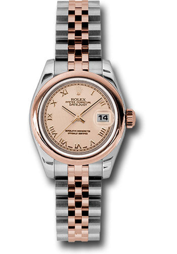 Rolex Steel and Everose Gold Rolesor Lady Datejust 26 Watch - Domed Bezel - Pink Champagne Roman Dial - Jubilee Bracelet - 179161 prj
