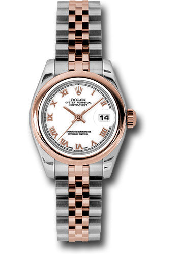 Rolex Steel and Everose Gold Rolesor Lady Datejust 26 Watch - Domed Bezel - White Roman Dial - Jubilee Bracelet - 179161 wrj
