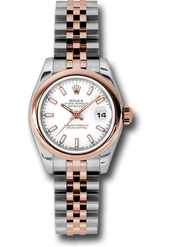 Rolex Steel and Everose Gold Rolesor Lady Datejust 26 Watch - Domed Bezel - White Index Dial - Jubilee Bracelet - 179161 wsj