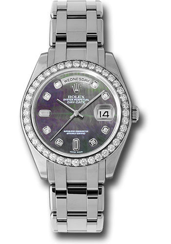 Rolex Platinum Day-Date Special Edition 39 Watch - 40 Diamond Bezel - Dark Mother-Of-Pearl Diamond Dial - 18946 dkmd