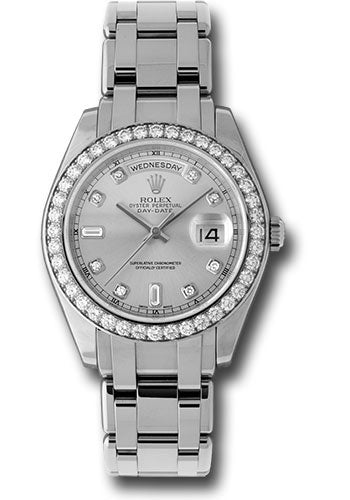 Rolex Platinum Day-Date Special Edition 39 Watch - 40 Diamond Bezel - Grey Diamond Dial - 18946 gd