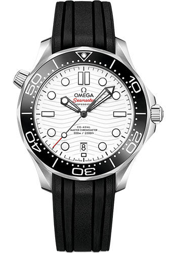 Omega Seamaster Diver 300M Omega Co-Axial Master Chronometer - 42 mm Steel Case - White Dial - Black Rubber Strap - 210.32.42.20.04.001