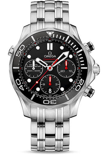 Omega Seamaster Diver 300 M Co-Axial Chronograph Watch - 44 mm Steel Case - Unidirectional Bezel - Black Dial - 212.30.44.50.01.001