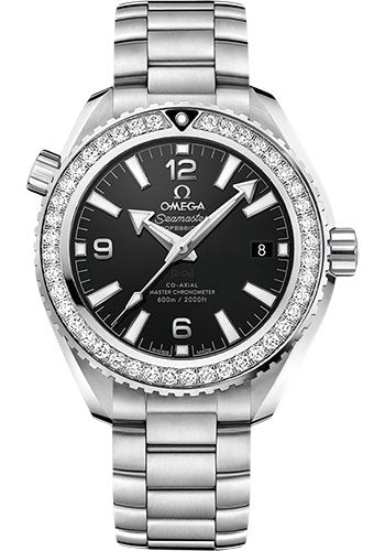 Omega Planet Ocean 600M Co-Axial Master Chronometer Watch - 39.5 mm Steel Case - Unidirectional Diamond Bezel - Black Dial - 215.15.40.20.01.001