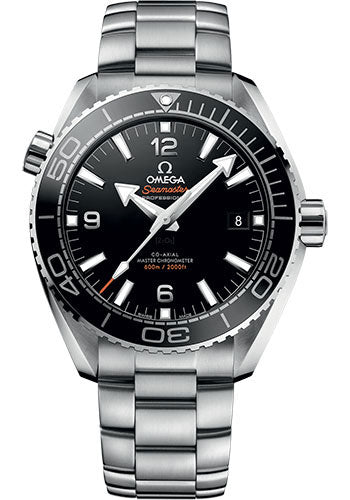 Omega Planet Ocean 600 M Omega Co-axial Master Chronometer Watch - 43.5 mm Steel Case - Unidirectional Black Ceramic Bezel - Black Ceramic Dial - 215.30.44.21.01.001