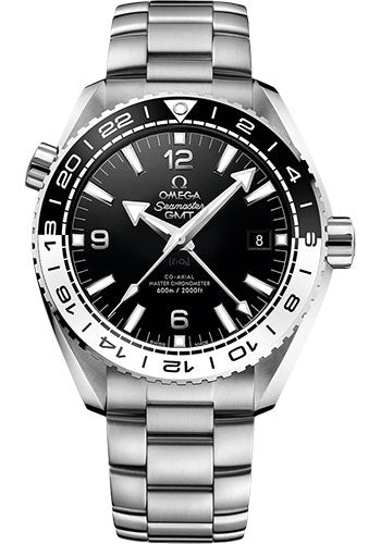 Omega Seamaster Planet Ocean 600 M Co-Axial Master Chronometer GMT Watch - 43.5 mm Steel Case - Bi-Directional Bezel - Black Ceramic Dial - 215.30.44.22.01.001