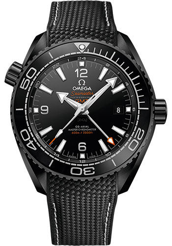 Omega Planet Ocean 600 M Omega Co-axial Master Chronometer GMT Deep Black Watch - 45.5 mm Black Ceramic Case - Unidirectional Bezel - Black Dial - Black Rubber Strap - 215.92.46.22.01.001