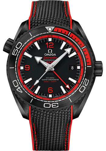 Omega Planet Ocean 600 M Omega Co-axial Master Chronometer GMT Deep Black Watch - 45.5 mm Black Ceramic Case - Unidirectional Bezel - Black Dial - Black Rubber Strap - 215.92.46.22.01.003