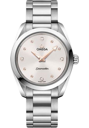 Omega Seamaster Aqua Terra 150M Quartz Watch - 28 mm Steel Case - Shimmer White Diamond Dial - 220.10.28.60.54.001