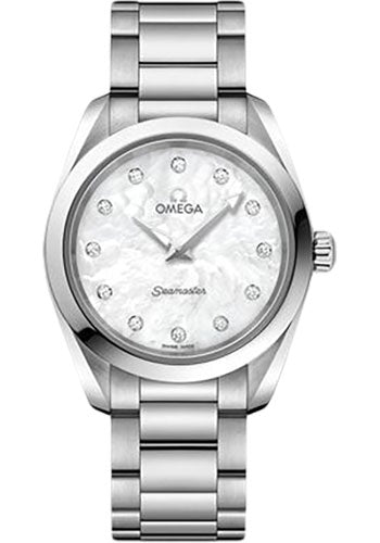 Omega Seamaster Aqua Terra 150M Quartz Watch - 28 mm Steel Case - White Mother-Of-Pearl Diamond Dial - 220.10.28.60.55.001