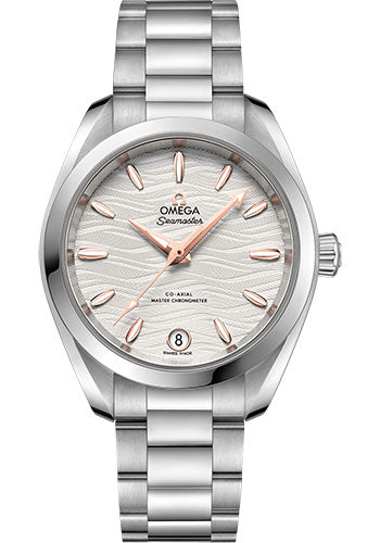 Omega Seamaster Aqua Terra 150M Co-Axial Master Chronometer Watch - 34 mm Steel Case - Waved Silvery Dial - 220.10.34.20.02.001